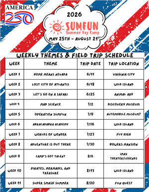 SUMFUN Field Trip Schedule
