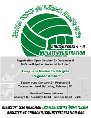 Fallon Youth Volleyball League (2024) Flyer